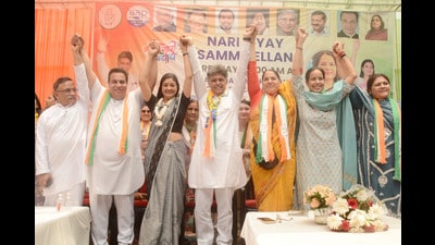 Addressing an all-women gathering “Nyay Sammellan” at Congress Bhawan in Sector 35, Chandigarh, Tewari hit out at the BJP for increasing the rate of gas cylinders by 400% in its 10-year regime. (HT Photo) Addressing an all-women gathering “Nyay Sammellan” at Congress Bhawan in Sector 35, Chandigarh, Tewari hit out at the BJP for increasing the rate of gas cylinders by 400% in its 10-year regime. (HT Photo)
