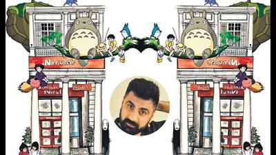 Aditya Raj’s artworks feature Ghibli-inspired facades set in Delhi. (INSTAGRAM/@ADIRAJART)