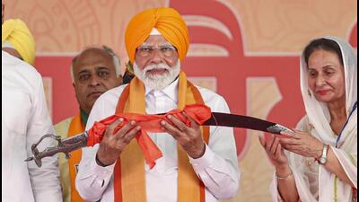 Prime Minister Narendra Modi during a public meeting for Lok Sabha elections, in Patiala, Thursday. (PTI) Prime Minister Narendra Modi during a public meeting for Lok Sabha elections, in Patiala, Thursday. (PTI)