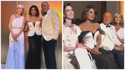 At Bulgari's gala dinner on Monday, hosted at the Italian capital's heritage wonder, Terme di Diocleziano, Priyanka Chopra was joined by brand ambassadors and friends of the house, including Anne Hathaway. Priyanka debuted a chic new bob hairstyle at the event. At Bulgari's gala dinner on Monday, hosted at the Italian capital's heritage wonder, Terme di Diocleziano, Priyanka Chopra was joined by brand ambassadors and friends of the house, including Anne Hathaway. Priyanka debuted a chic new bob hairstyle at the event.