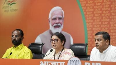 Smriti Irani and other BJP leaders address a press conference in Delhi. (PTI) Smriti Irani and other BJP leaders address a press conference in Delhi. (PTI)