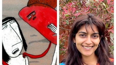 A still from Bunnyhood (left) and director-animator Mansi Maheshwari (right) A still from Bunnyhood (left) and director-animator Mansi Maheshwari (right)