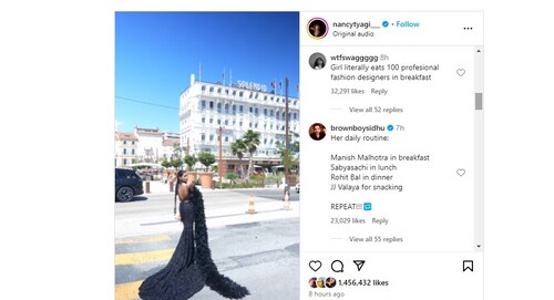Fans comment on Nancy Tyagi's third look at Cannes 2024 (Photo by Instagram/nancytyagi___)