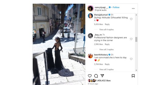 Fans comment on Nancy Tyagi's third look at Cannes 2024 (Photo by Instagram/nancytyagi___)
