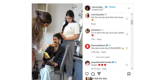 Fans comment on Nancy Tyagi's third look at Cannes 2024 (Photo by Instagram/nancytyagi___)
