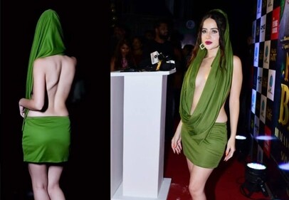 Uorfi Javed in her backless hooded dress Uorfi Javed in her backless hooded dress