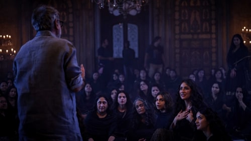 Sanjay Leela Bhansali and the cast on the sets of Heeramandi Sanjay Leela Bhansali and the cast on the sets of Heeramandi