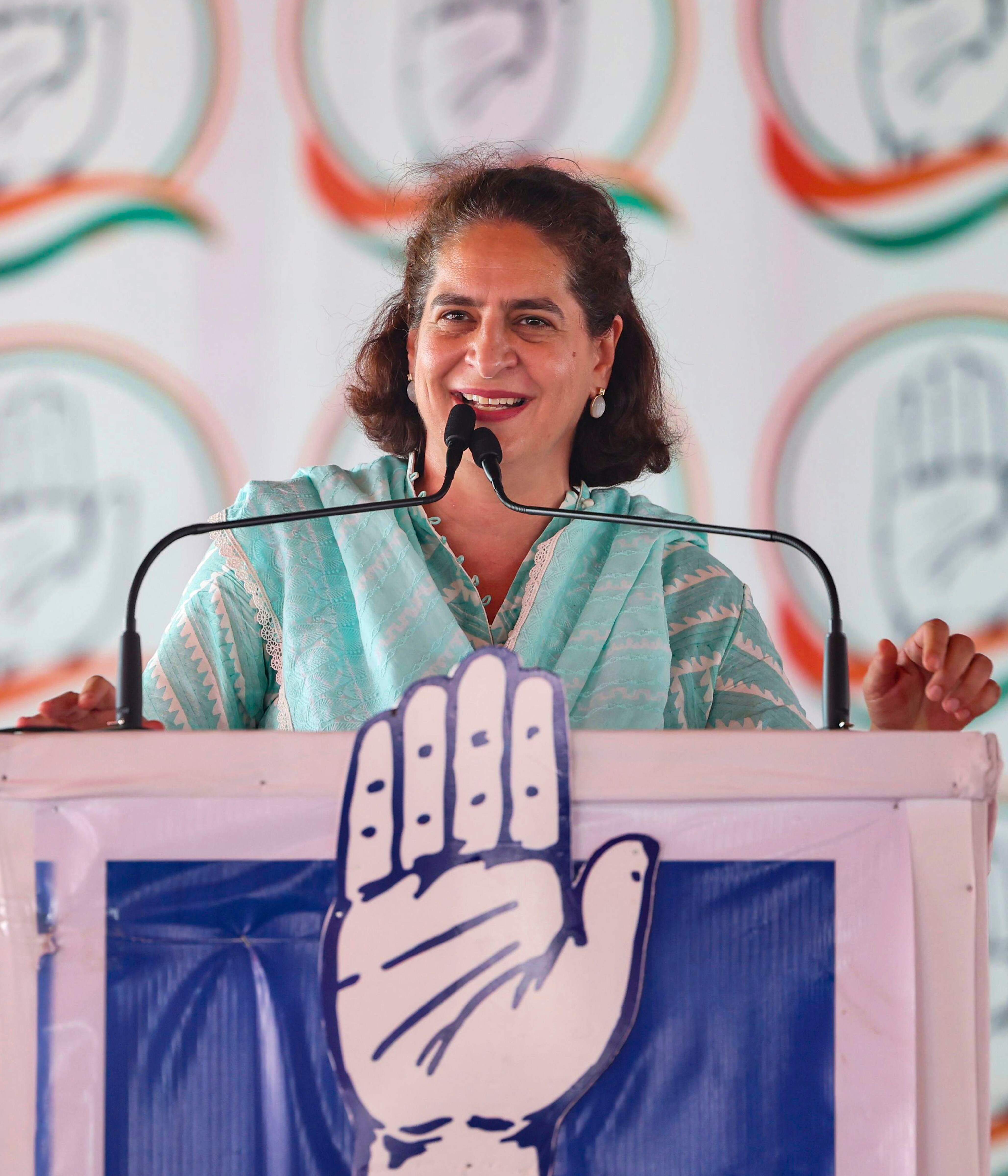 Congress leader Priyanka Gandhi addresses a rally for Lok Sabha elections in Panipat on Thursday. (PTI) Congress leader Priyanka Gandhi addresses a rally for Lok Sabha elections in Panipat on Thursday. (PTI)