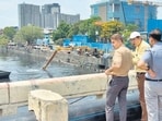 BMC chief Bhushan Gagrani inspects nallah at Vakola and Mithi River on Thursday BMC chief Bhushan Gagrani inspects nallah at Vakola and Mithi River on Thursday