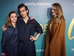 Vivienne Jolie-Pitt, Justin Levine, and Angelina Jolie attend the opening night of The Outsiders at the Bernard B. Jacobs Theatre in New York City, New York, U.S., April 11, 2024. REUTERS/Caitlin Ochs