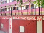 The graffiti slogans on Thursday included ‘Boycott elections, join new democracy,’ and another in Hindi, ‘Chunav Ka Bahishkar Karo.’(ANI)