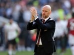 Manchester United manager Erik ten Hag applauds fans