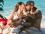 Maluma with Susana Gomez and their new born Maluma with Susana Gomez and their new born