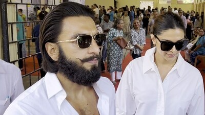 Bollywood actors Ranveer Singh and Deepika Padukone seen together as they cast their votes during the fifth phase of the Lok Sabha elections in Mumbai on Monday. Soon after, Deepika faced scrutiny on social media, with some even labelling her baby bump 'fake'. (ANI) 