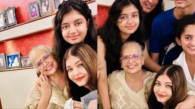 Aishwarya Rai with mother Brinda Rai and daughter Aaradhya Bachchan. Aishwarya Rai with mother Brinda Rai and daughter Aaradhya Bachchan.