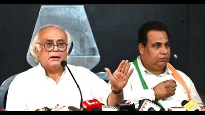 All India Congress Committee general secretary Jairam Ramesh and party’s city president HS Lucky during a press conference at Chandigarh Press Club on Friday. (Keshav Singh/ HT) All India Congress Committee general secretary Jairam Ramesh and party’s city president HS Lucky during a press conference at Chandigarh Press Club on Friday. (Keshav Singh/ HT)