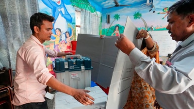 For Representation Only: Polling officials prepare a polling booth for the second phase of Lok Sabha elections, at Vaishali in Ghaziabad (PTI) For Representation Only: Polling officials prepare a polling booth for the second phase of Lok Sabha elections, at Vaishali in Ghaziabad (PTI)
