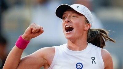 Poland's Iga Swiatek celebrates during French Open 2023 (AP) Poland's Iga Swiatek celebrates during French Open 2023 (AP)