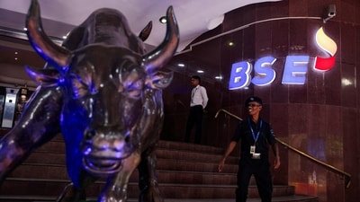 The new logo of the Bombay Stock Exchange (BSE) building is seen in Mumbai. (REUTERS FILE PHOTO)