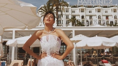 On Wednesday, Jacqueline Fernandez dropped the latest photos of her second Cannes 2024 look – a sheer white dress with floral embroidery, paired with a diamond necklace and high bun. On Wednesday, Jacqueline Fernandez dropped the latest photos of her second Cannes 2024 look – a sheer white dress with floral embroidery, paired with a diamond necklace and high bun.
