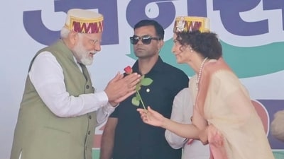 Kangana Ranaut with Prime Minister Narendra Modi in Mandi on Friday. (Instagram/ Kangana Ranaut) Kangana Ranaut with Prime Minister Narendra Modi in Mandi on Friday. (Instagram/ Kangana Ranaut)