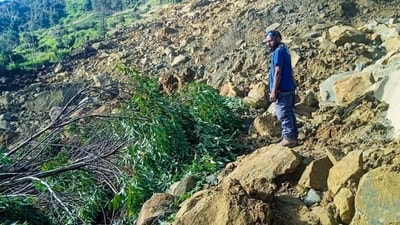 The landslide hit Kaokalam village in Enga province, about 600 kilometres (370 miles) northwest of the capital, Port Moresby, at roughly 3 am, Australian Broadcasting Corporation (ABC) reported. (AFP) The landslide hit Kaokalam village in Enga province, about 600 kilometres (370 miles) northwest of the capital, Port Moresby, at roughly 3 am, Australian Broadcasting Corporation (ABC) reported. (AFP)