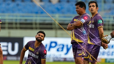 Kolkata Knight Riders' captain Shreyas Iyer (L), mentor Gautam Gambhir (R) and Head Coach Chandrakant Pandit during a practice session (PTI) Kolkata Knight Riders' captain Shreyas Iyer (L), mentor Gautam Gambhir (R) and Head Coach Chandrakant Pandit during a practice session (PTI)