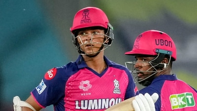 Rajasthan Royals' Yashasvi Jaiswal and Sanju Samson run between the wickets (PTI) Rajasthan Royals' Yashasvi Jaiswal and Sanju Samson run between the wickets (PTI)