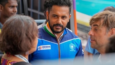 Indian Men's Hockey Team captain Harmanpreet Singh with the team's head coach Craig Fulton after a press conference. (PTI) Indian Men's Hockey Team captain Harmanpreet Singh with the team's head coach Craig Fulton after a press conference. (PTI)