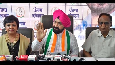 Sapra was addressing a press conference in Ludhiana on Friday. (Manish/HT)