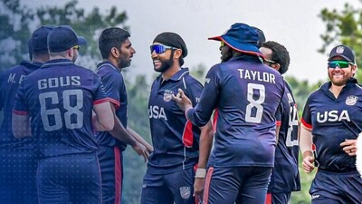 USA cricketer celebrate (USA Cricket/ X) USA cricketer celebrate (USA Cricket/ X)