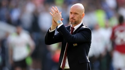 Manchester United manager Erik ten Hag applauds fans (REUTERS)