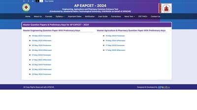 AP EAMCET Engineering answer key 2024 out (cets.apsche.ap.gov.in, screenshot)