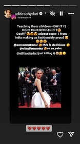 Re-sharing it on her Instagram, Aditi added several red heart emojis. Re-sharing it on her Instagram, Aditi added several red heart emojis.