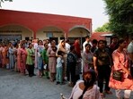 Voters line up to cast their votes outside a polling station during the sixth phase of the general election in Sonipat, in the northern Indian state of Haryana, India, May 25, 2024. REUTERS/Anushree Fadnavis