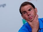Spain's Rafael Nadal during the press conference 