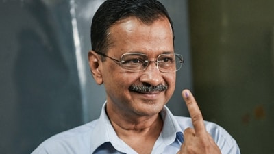Taking to reporters after casting his vote, Arvind Kejriwal appealed to people not to sit at their homes due to the intense summer heat and come out to vote against "dictatorship". (ANI) Taking to reporters after casting his vote, Arvind Kejriwal appealed to people not to sit at their homes due to the intense summer heat and come out to vote against "dictatorship". (ANI)