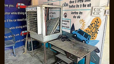 An out of order air cooler at the automated driving test centre near Rose Garden in Ludhiana. (Manish/HT) An out of order air cooler at the automated driving test centre near Rose Garden in Ludhiana. (Manish/HT)