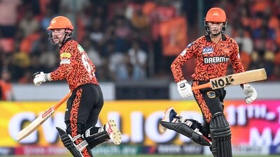 Sunrisers Hyderabad's Travis Head (L) and Abhishek Sharma run between the wickets during the Indian Premier League (IPL) Twenty20 cricket match between Sunrisers Hyderabad and Lucknow Super Giants (AFP) Sunrisers Hyderabad's Travis Head (L) and Abhishek Sharma run between the wickets during the Indian Premier League (IPL) Twenty20 cricket match between Sunrisers Hyderabad and Lucknow Super Giants (AFP)