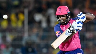 Rajasthan Royals' captain Sanju Samson plays a shot during the Indian Premier League (IPL) Twenty20 second qualifier cricket match between Sunrisers Hyderabad and Rajasthan Royals at the MA Chidambaram Stadium (AFP)