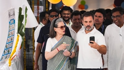 Senior Congress leaders Sonia Gandhi and Rahul Gandhi cast their votes in the New Delhi constituency in the sixth phase of the Lok Sabha elections on Saturday. (PTI) Senior Congress leaders Sonia Gandhi and Rahul Gandhi cast their votes in the New Delhi constituency in the sixth phase of the Lok Sabha elections on Saturday. (PTI)