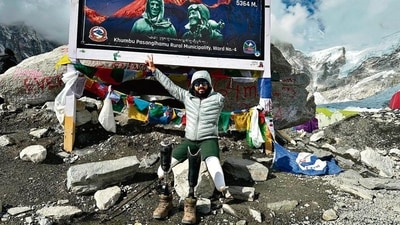 Tinkesh Kaushik, is the world's first triple amputee to reach the Everest Base Camp Tinkesh Kaushik, is the world's first triple amputee to reach the Everest Base Camp