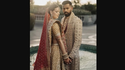The image is from Natasa Stankovic and Hardik Pandya's wedding ceremony. Recently, a social media post about the couple has sparked a divorce rumour. (Instagram/hardikpandya93) The image is from Natasa Stankovic and Hardik Pandya's wedding ceremony. Recently, a social media post about the couple has sparked a divorce rumour. (Instagram/hardikpandya93)