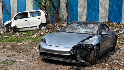 The Porsche car found without number plate in Pune. (PTI) (HT_PRINT) The Porsche car found without number plate in Pune. (PTI) (HT_PRINT)