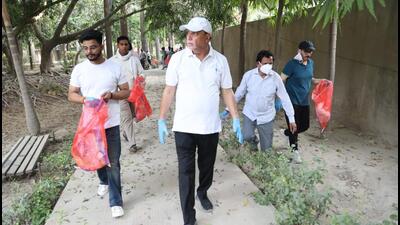 Three public parks in the sector -- Nav Grah Vatika, C block park, and another park between A block and C block besides a vacant plot were covered. (HT Photo) Three public parks in the sector -- Nav Grah Vatika, C block park, and another park between A block and C block besides a vacant plot were covered. (HT Photo)
