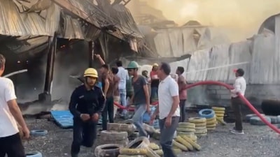 A visual from the spot where the massive blaze erupted in Rajkot. (PTI) A visual from the spot where the massive blaze erupted in Rajkot. (PTI)