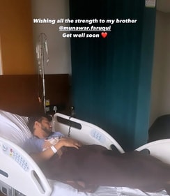 Munawar Faruqui's friend shared his hospital picture while praying for his recovery.