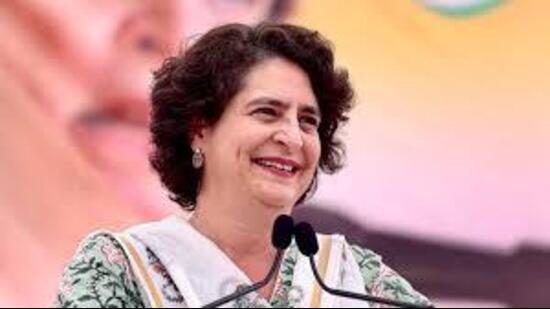 Priyanka Gandhi Vadra will be addressing a public rally at Ram Lila ground in Sector 27 around 2 pm in Chandigarh. (HT File)