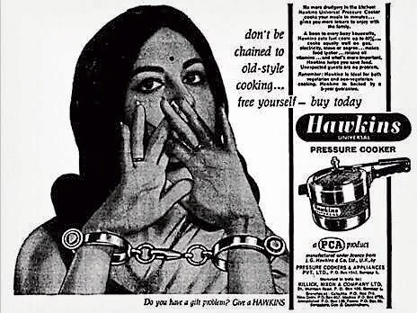 A 1966 Hawkins pressure cooker ad that promises liberation from long hours of ‘old-style cooking’. (HT Archives)