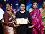 Payal Kapadia with her cast Chhaya Kadam, Divya Prabha and Kani Kusruti after she was awarded with the Grand Prix for the film All We Imagine as Light by Viola Davis during the Closing Ceremony at the 77th edition of the Cannes Film Festival. Payal Kapadia with her cast Chhaya Kadam, Divya Prabha and Kani Kusruti after she was awarded with the Grand Prix for the film All We Imagine as Light by Viola Davis during the Closing Ceremony at the 77th edition of the Cannes Film Festival.